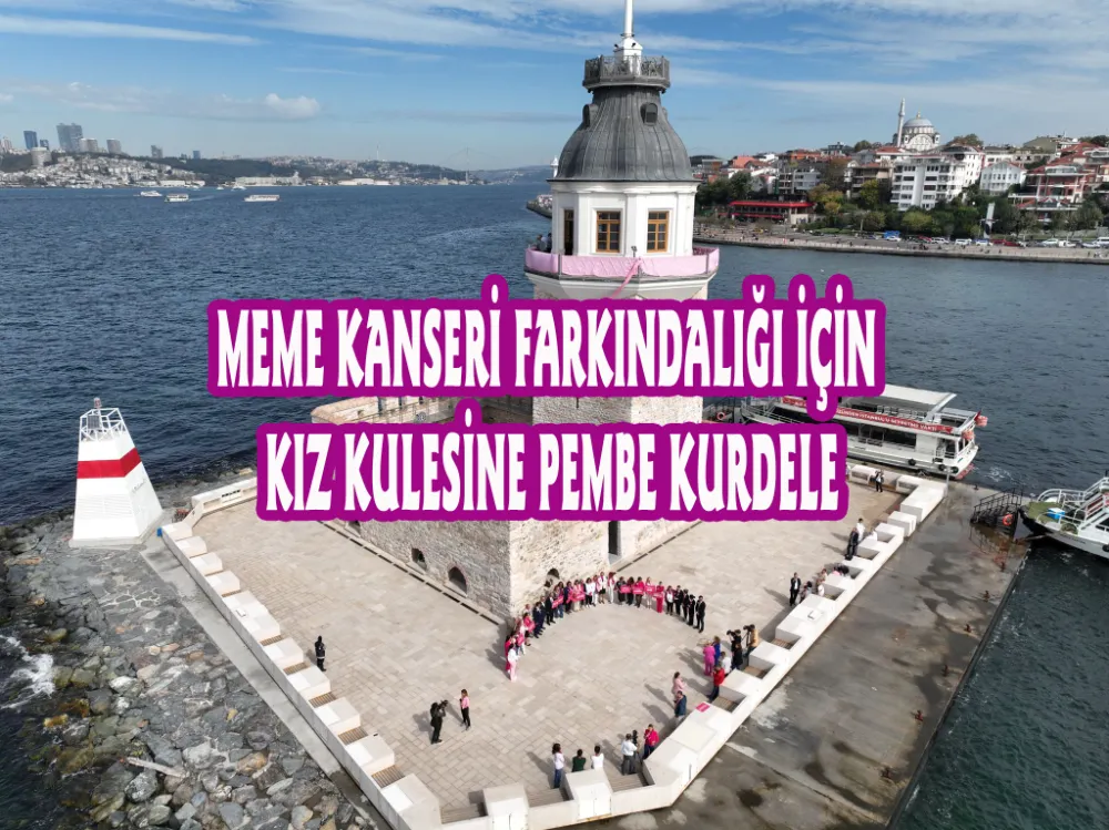 MEME KANSERİ FARKINDALIĞI İÇİN KIZ KULESİNE PEMBE KURDELE