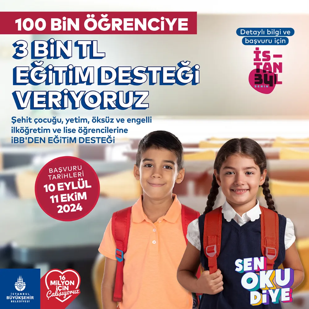 ‘SEN OKU DİYE’ EĞİTİM DESTEĞİ BAŞVURULARI BAŞLADI