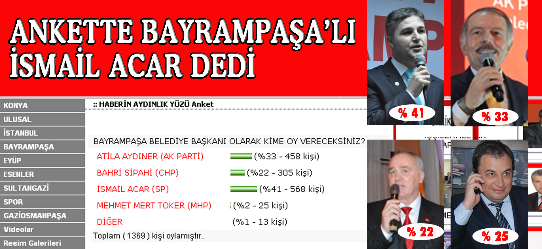 ANKETTE BAYRAMPAŞA?LI  İSMAİL ACAR DEDİ